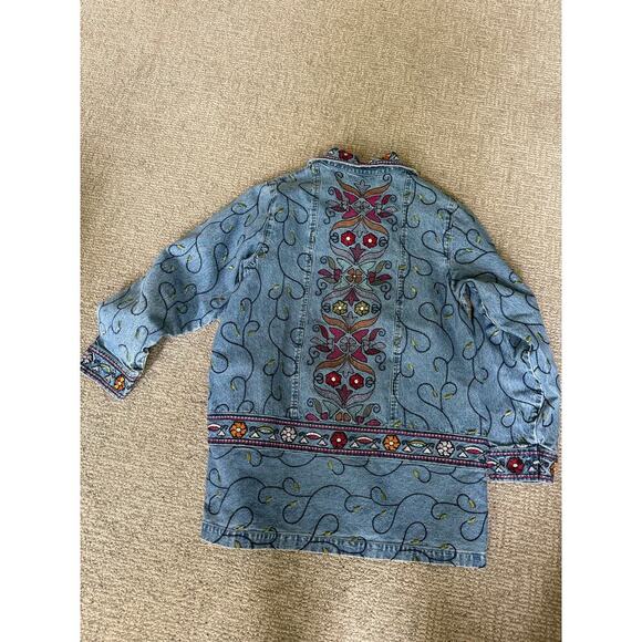 Denim & Co. embroidered denim jacket womens M - Picture 1 of 7